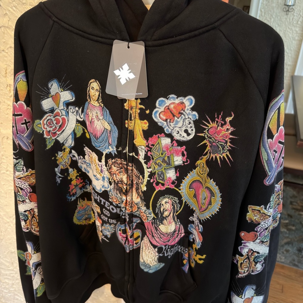 We Are Righteous Black Zip Up Jacket
